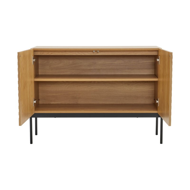 Buffet avec 2 portes et pieds en métal, buffet design linéaire 100*40*70cm VAIKNELS