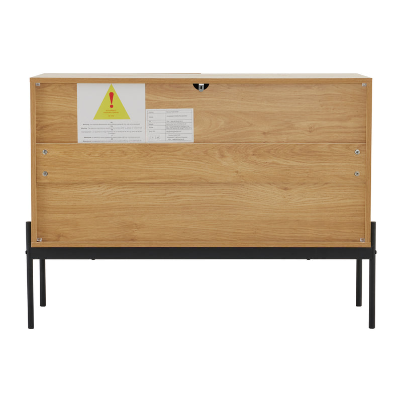 Buffet avec 2 portes et pieds en métal, buffet design linéaire 100*40*70cm VAIKNELS