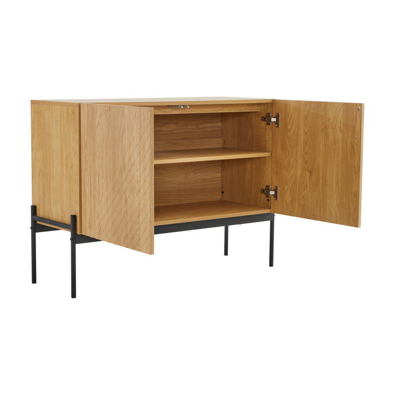 Buffet avec 2 portes et pieds en métal, buffet design linéaire 100*40*70cm VAIKNELS