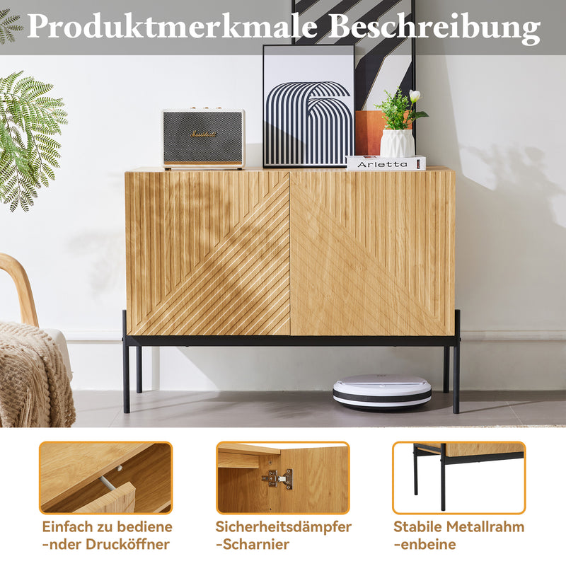 Buffet avec 2 portes et pieds en métal, buffet design linéaire 100*40*70cm VAIKNELS