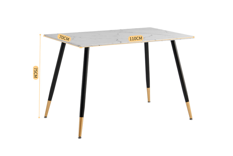 Skandinavisches Tisch- und 4-Stühle-Set mit Marmoreffekt und grauem Samt WHALEN MARBLE TABLE BG+ZOMBA GREY*2