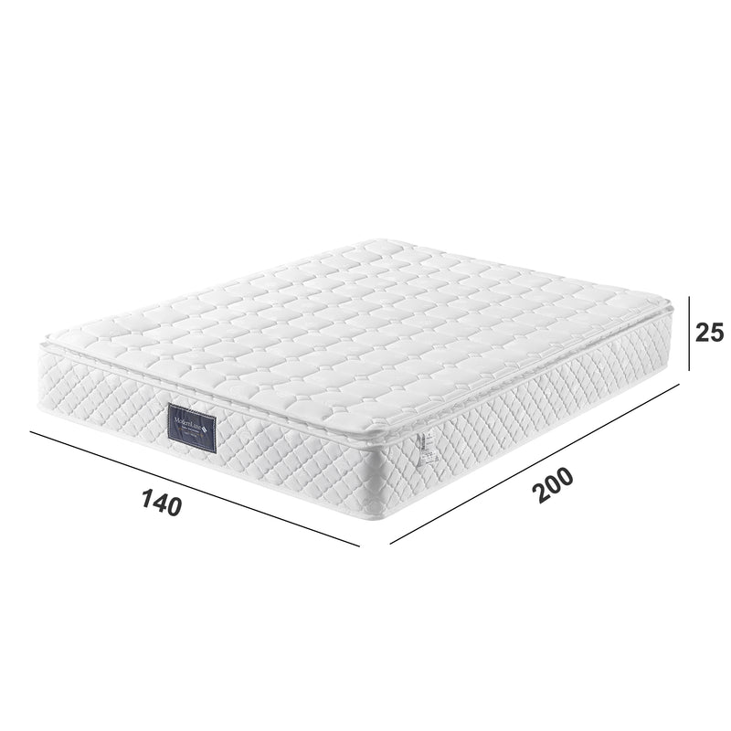 Ensemble lit double rembourré en lin gris 140x200 avec sommier à lattes et matelas à ressorts PERISTOM