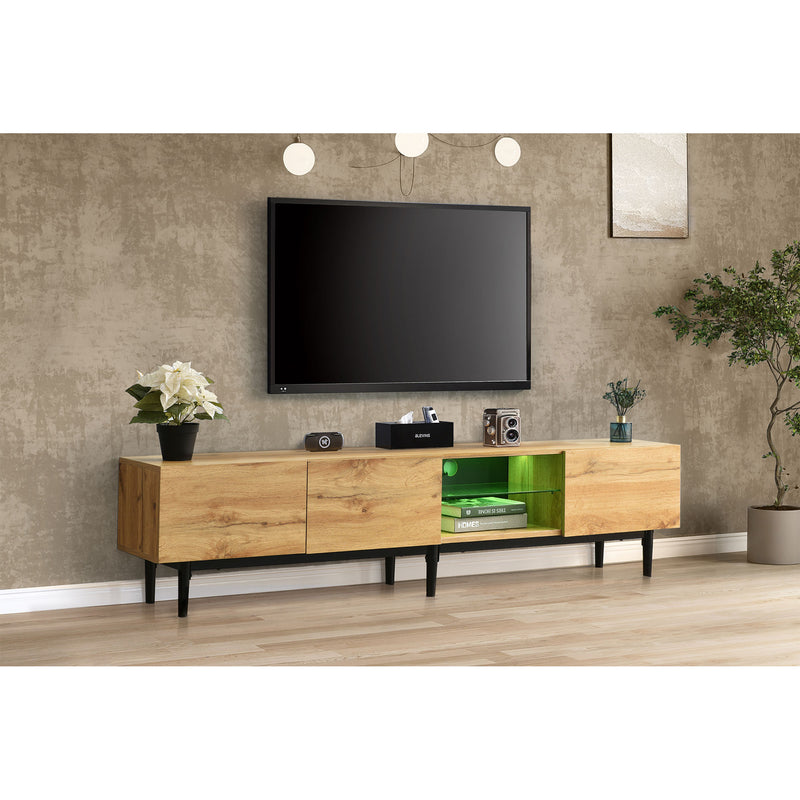 Meuble TV moderne effet grain de bois avec lumières LED variables TRIEVAIT