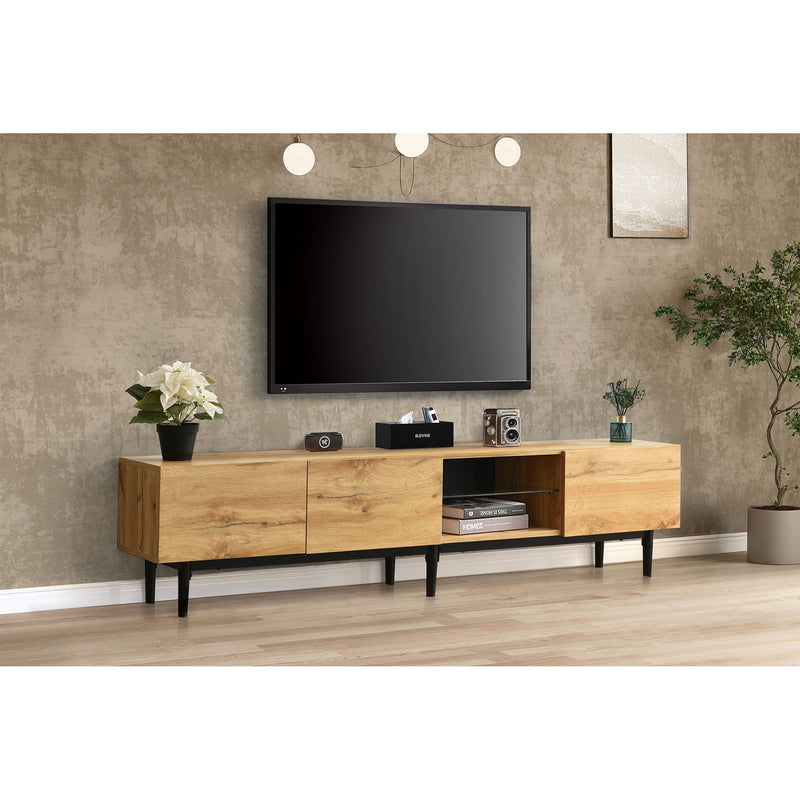 Meuble TV moderne effet grain de bois avec lumières LED variables TRIEVAIT