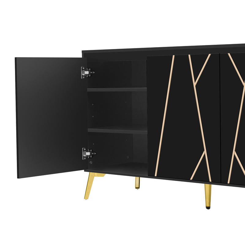 Buffet moderne noir avec motif géométrique accents dorés ENDOCRINE