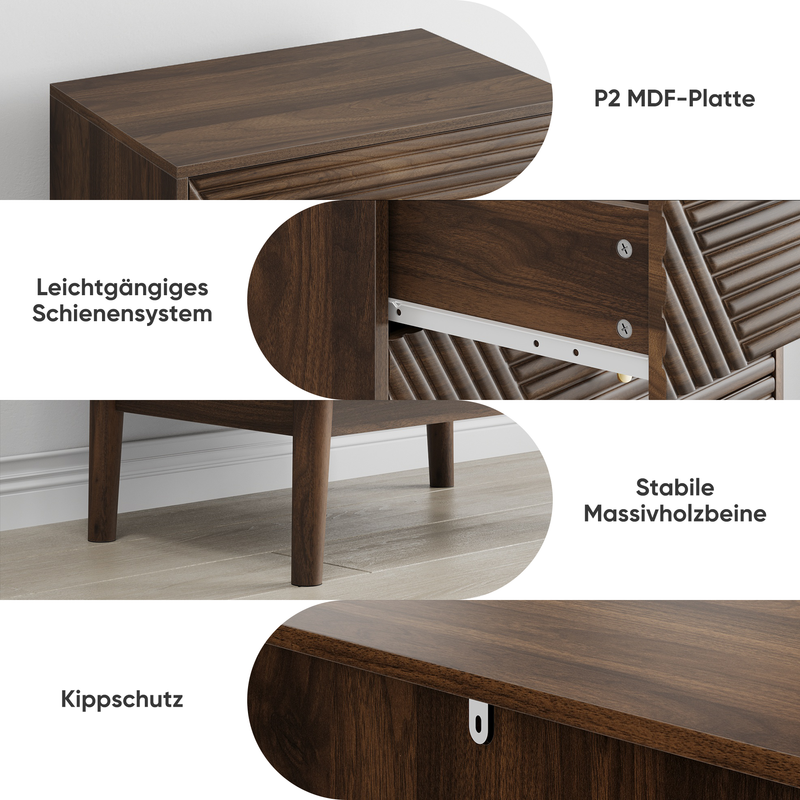 Commode style rétro 4 tiroirs avec design géométrique SUSTAIN