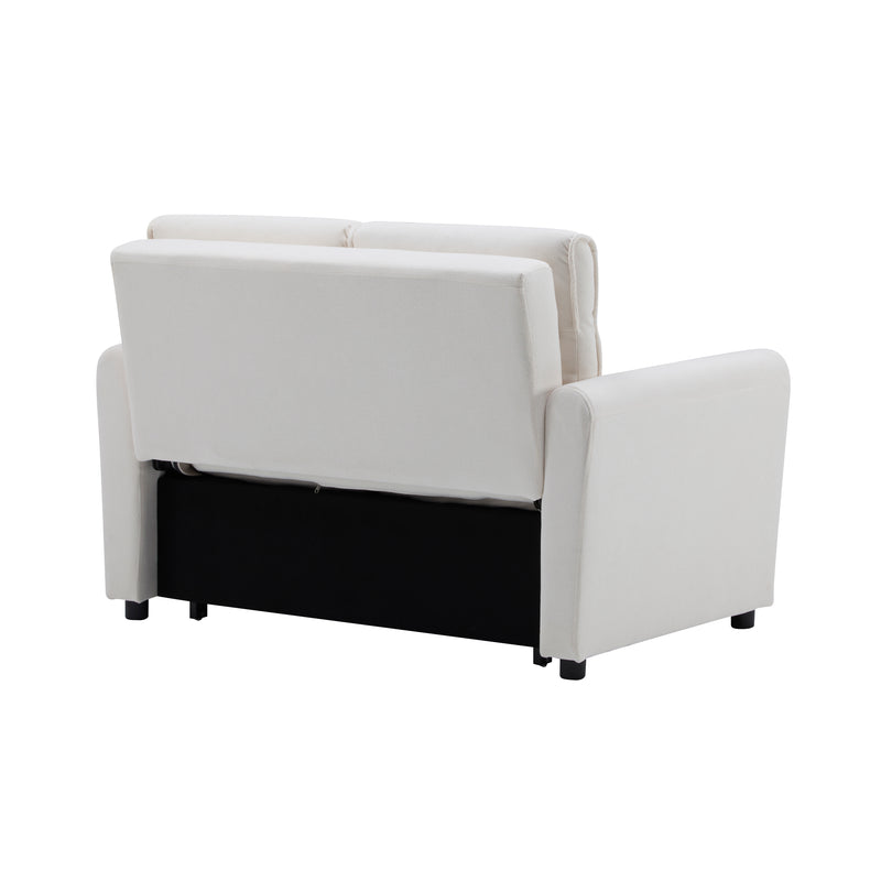 Canapé-lit convertible 2 places velours beige clair, dossier 5 positions RIDGEGLEN
