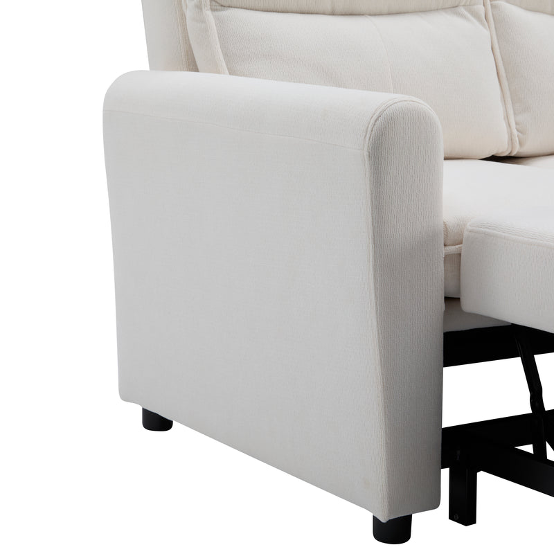 Canapé-lit convertible 2 places velours beige clair, dossier 5 positions RIDGEGLEN