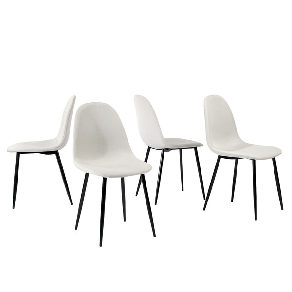 Lot de 4 chaises de salle à manger scandinave tissu blanc cassé pieds noir CHARLTON FABRIC BEIGE BLACK LEG