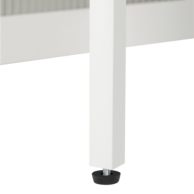 Îlot de cuisine mobile et table à manger extensible avec roulettes, éclairage LED avec prises intégrées (blanc et bois naturel) SALNIED