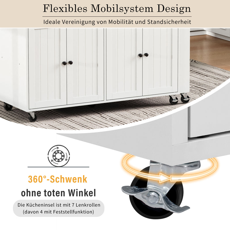 Îlot de cuisine mobile multifonctionnel avec plateau rétractable 2 tiroirs et 4 portes CAPSID