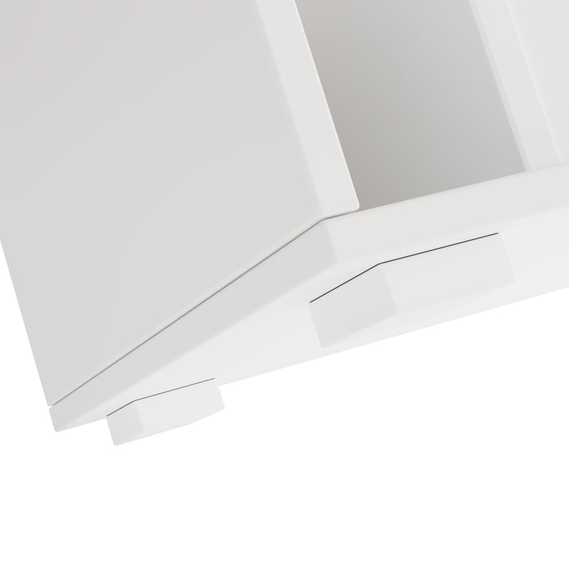 Table basse blanche en verre 2 tiroirs avec éclairage LED 100x50cm GEODYNAMO