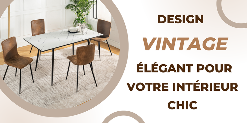 Lot de 4 chaises de salle à manger vintage marron suède pied noir SCARGILL SUEDE NL 4PCS