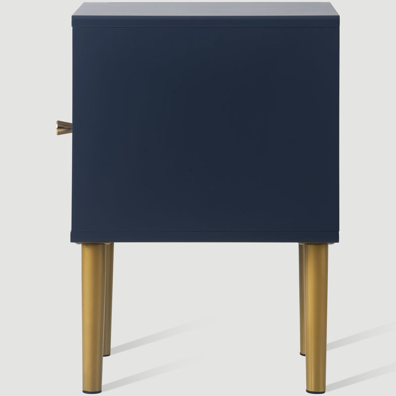 Table de chevet 1 porte battante bleu marine pies dorés H50/L35/P35 VIGNUIDES