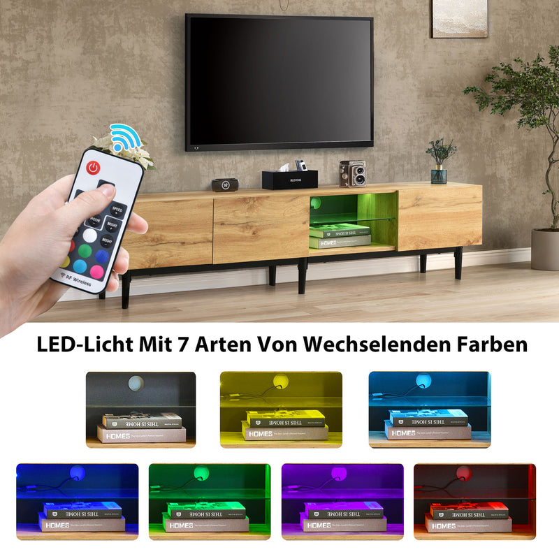 Meuble TV moderne effet grain de bois avec lumières LED variables TRIEVAIT