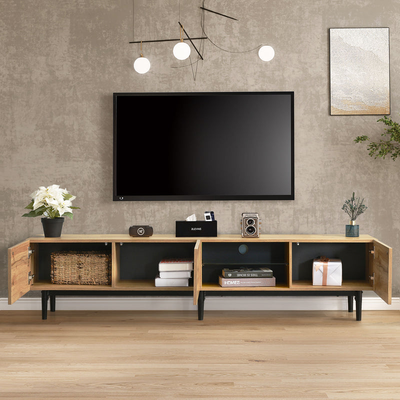 Meuble TV moderne effet grain de bois avec lumières LED variables TRIEVAIT