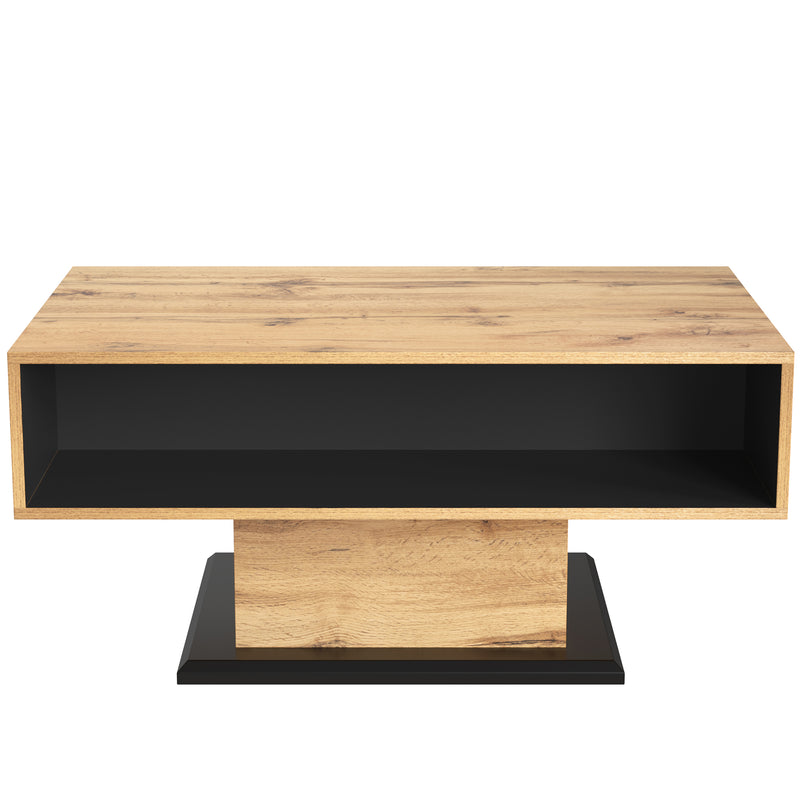 Table basse grain de bois avec rangement double face et tiroir 100x47x60 EINPHATH