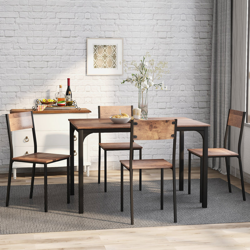 Ensemble table et 4 chaises de salle à manger pour balcon ou salle à manger ou salon  marron vintage NALXODS