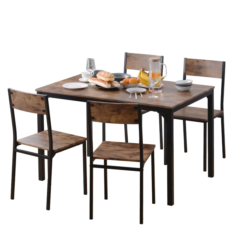 Ensemble table et 4 chaises de salle à manger pour balcon ou salle à manger ou salon  marron vintage NALXODS
