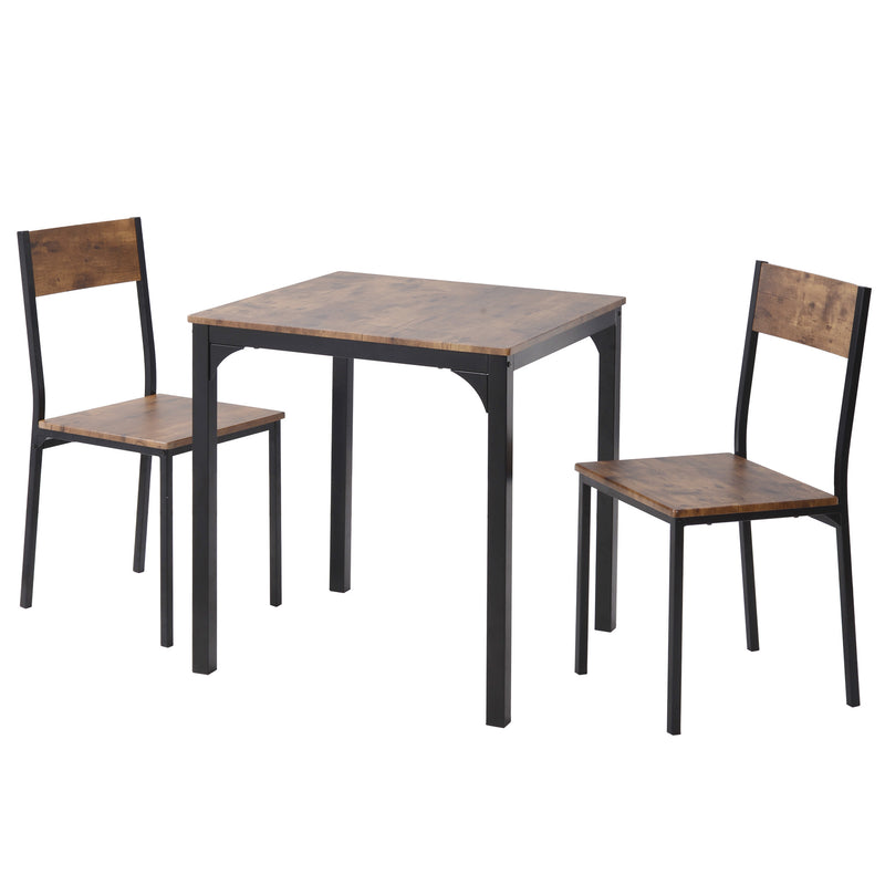 Ensemble table et 2 chaises de salle à manger style indus pour balcon ou salle à manger ou salon  marron vintage FILZAIR