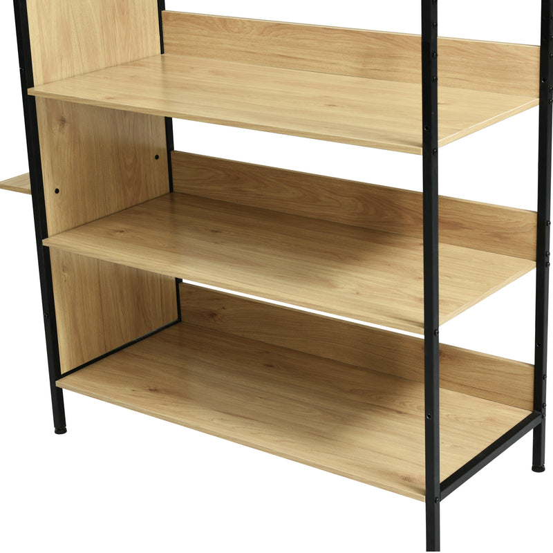 Metall-Kleiderschrank mit Kleiderschrank mit Spiegel, Mehrzweck-Kleiderschrank, 4 Regale, H193/L100/T45 cm, Metall-Kleiderständer, offenes Aufbewahrungssystem für Schlafzimmer, Xokols