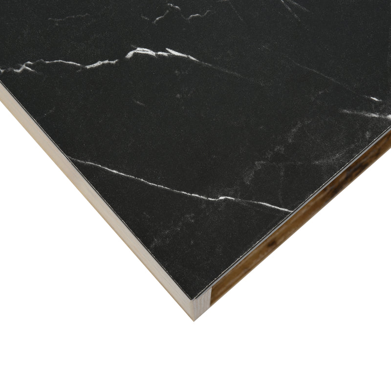 Table basse rectangulaire effet marbre noir et bois 90*54*40cm SCRELKAID