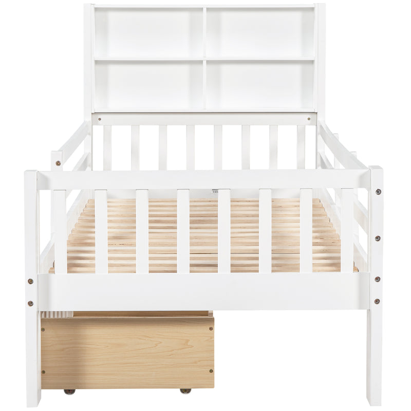 Lit bébé, lit multifonctionnel, avec tiroirs et plateau, sans matelas, blanc, 90*200 Brestriks