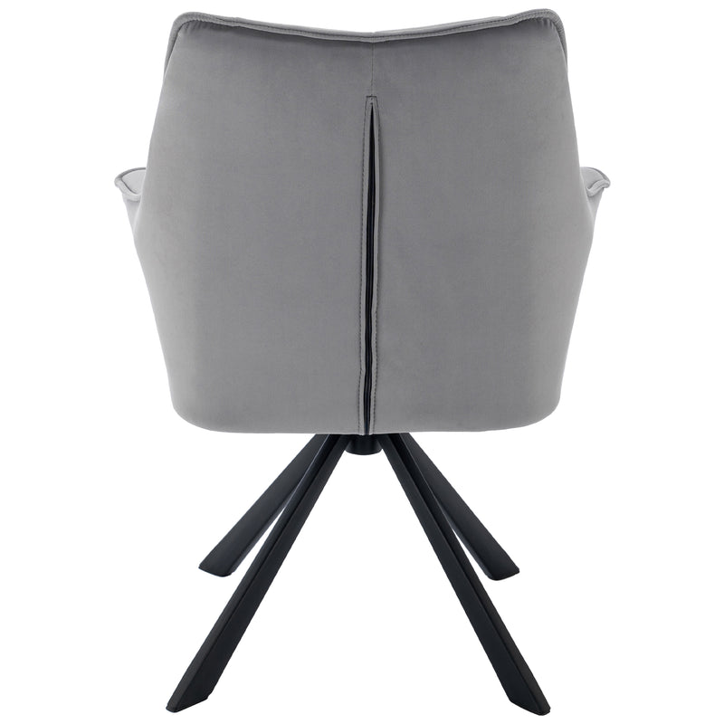 Chaise de salle à manger rembourrées en velours gris pivotant 360° avec coutures et accoudoir GREXINS