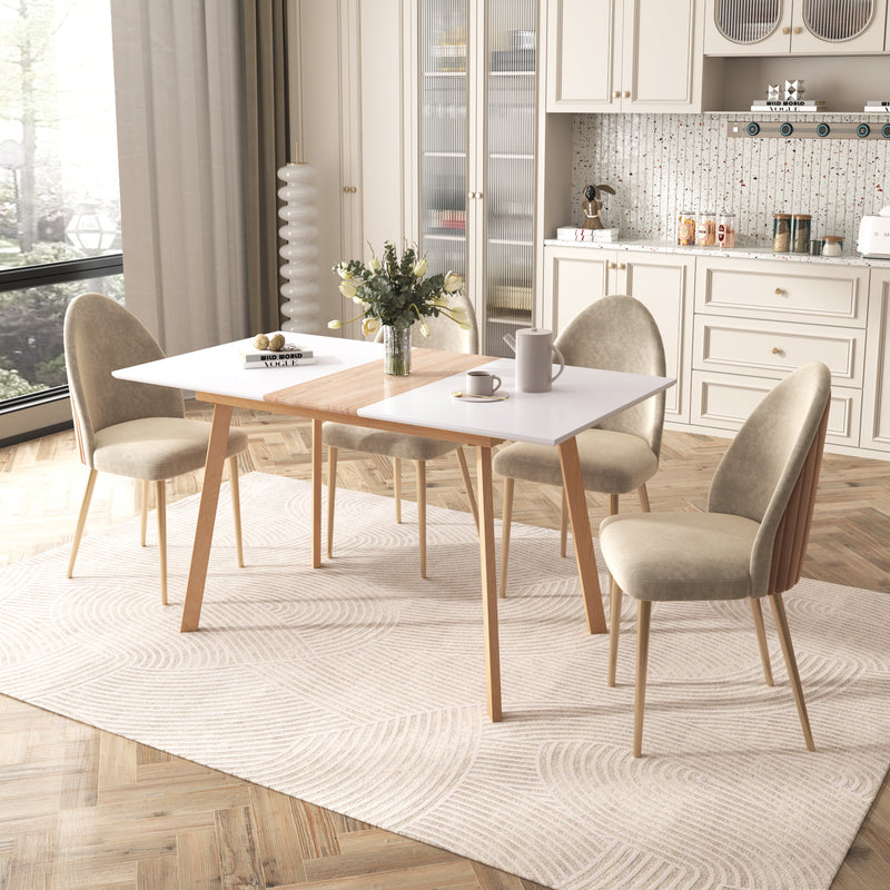 Table salle à manger extensible rectangulaire blanc aspect bois 110-140 THANPHIKS