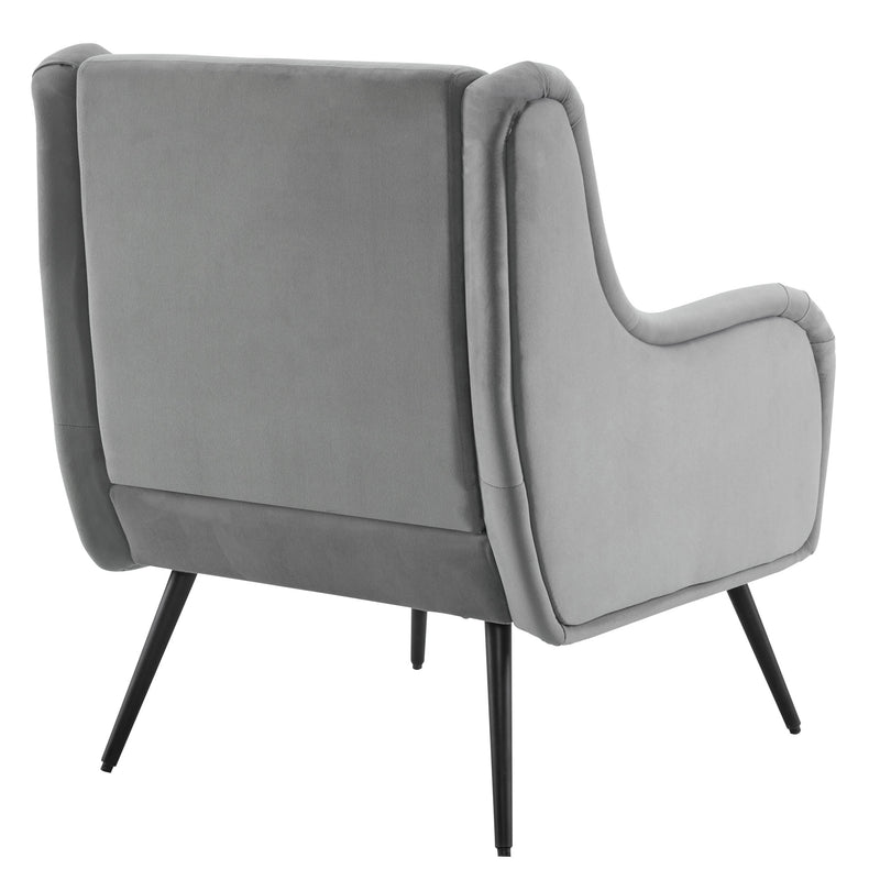 Fauteuil simple chaise lecture moderne avec dossier haut en velours gris avec accoudoir STULGUIK