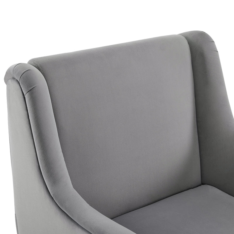 Fauteuil simple chaise lecture moderne avec dossier haut en velours gris avec accoudoir STULGUIK