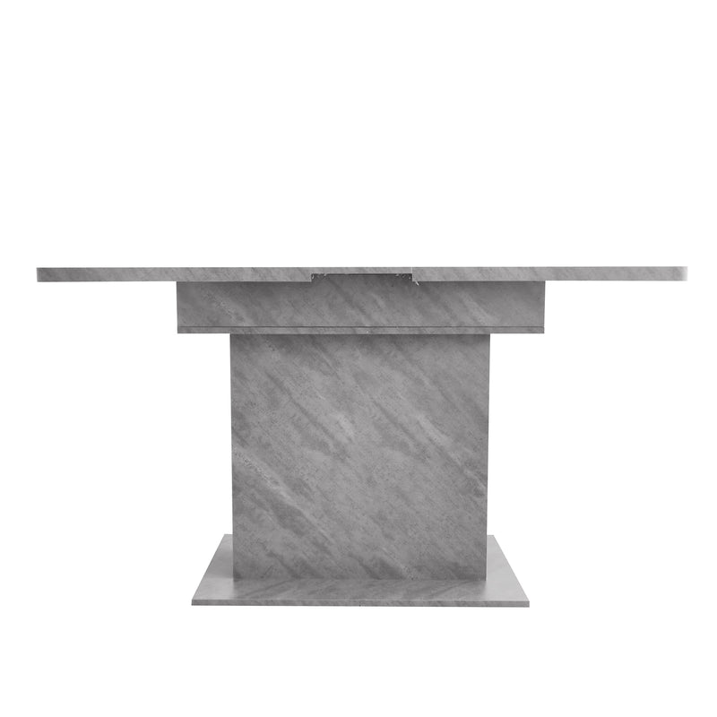 Table à manger rectangulaire extensible avec rangement multifonctionnelle effet béton grise UZOLS