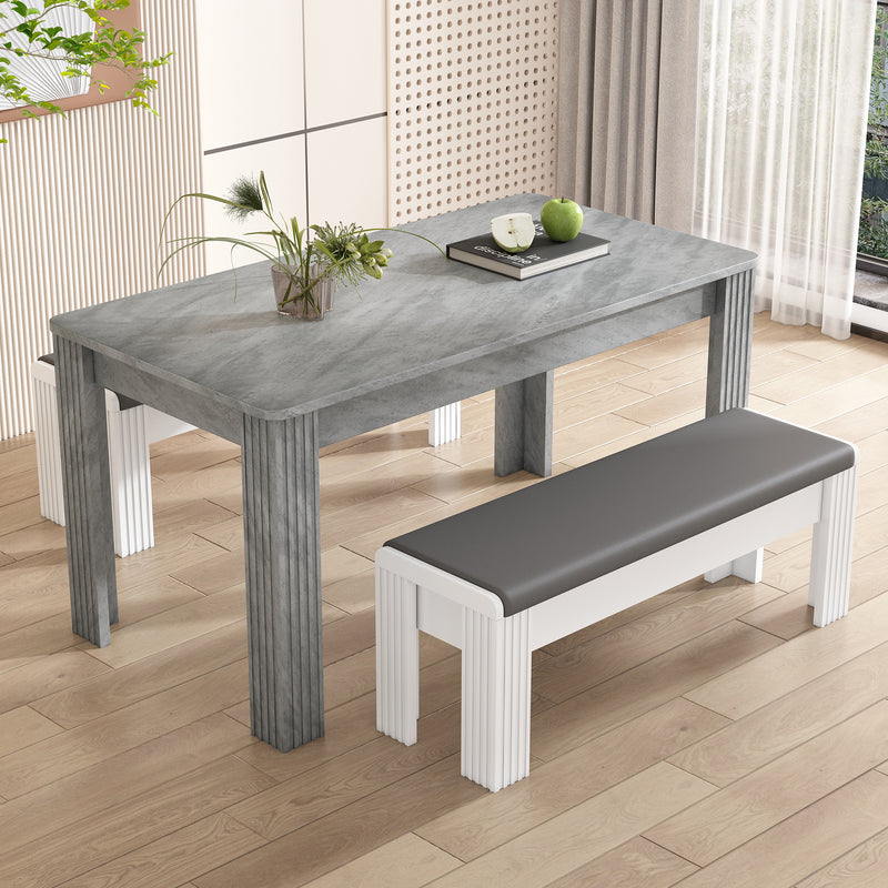 Table de salle rectangulaire en MDF imitation béton robuste 117x68 VAASAIX