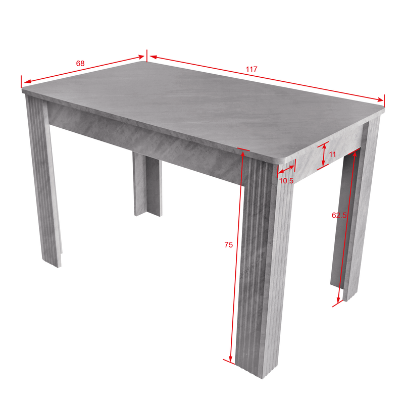 Table de salle rectangulaire en MDF imitation béton robuste 117x68 VAASAIX