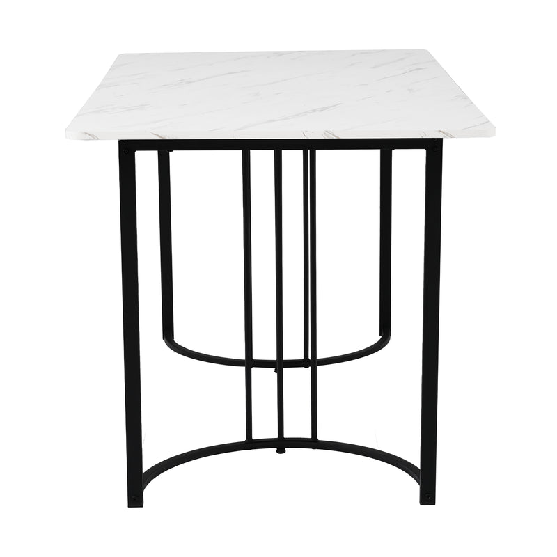 Table à manger rectangulaire moderne effet marbre blanc structure en métal noir 140 x 80 cm DRICALS