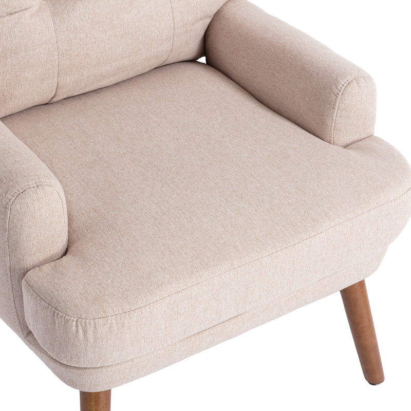 Chaise longue avec repose-pieds, dossier réglable sur 10 niveaux, inclinable tissu beige VRIDS