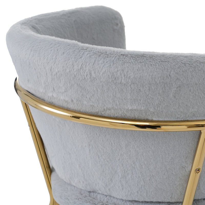 Chaise designe luxe duvet imitation lapin, gris KUNKROI GREY