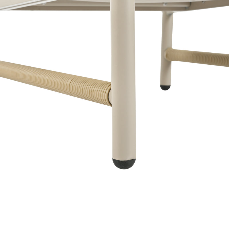 Ensemble salon de jardin 4 pièces table en verre chaises rotin PE beige coussins inclus ISIOR