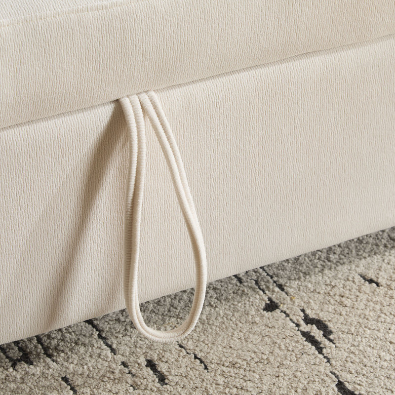 Canapé-lit convertible 2 places velours beige clair, dossier 5 positions RIDGEGLEN