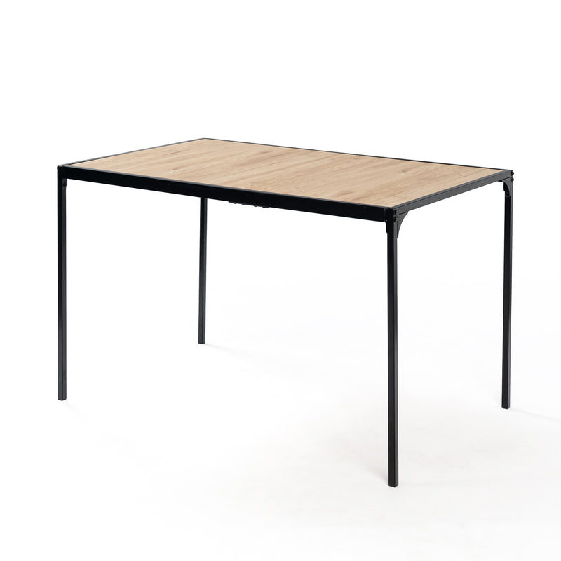 Table de salle à manger rectangulaire effet chêne de style industriel pieds noirs 120x75cm MILLIKEN 120 OAK