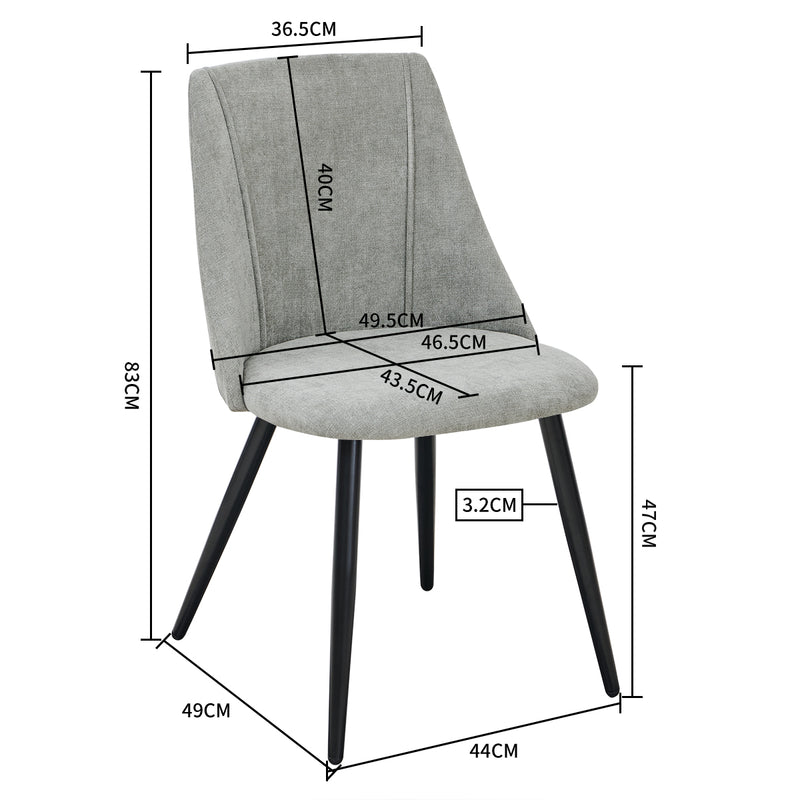 Set mit 2 skandinavischen Esszimmerstühlen aus grauem Stoff SMEG TERRY GREY BLACK BEG UKFR