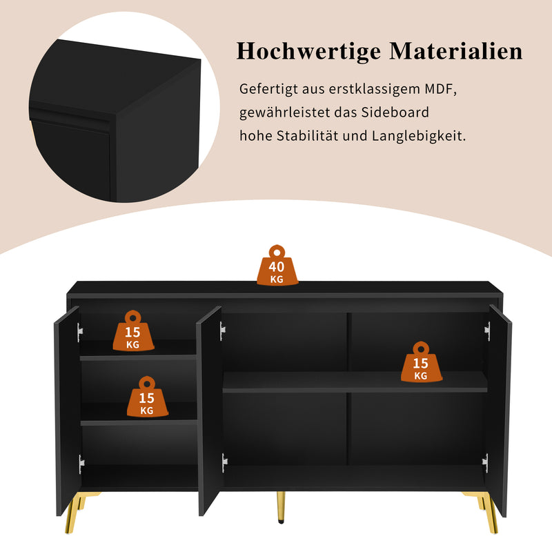 Buffet moderne noir avec motif géométrique accents dorés ENDOCRINE