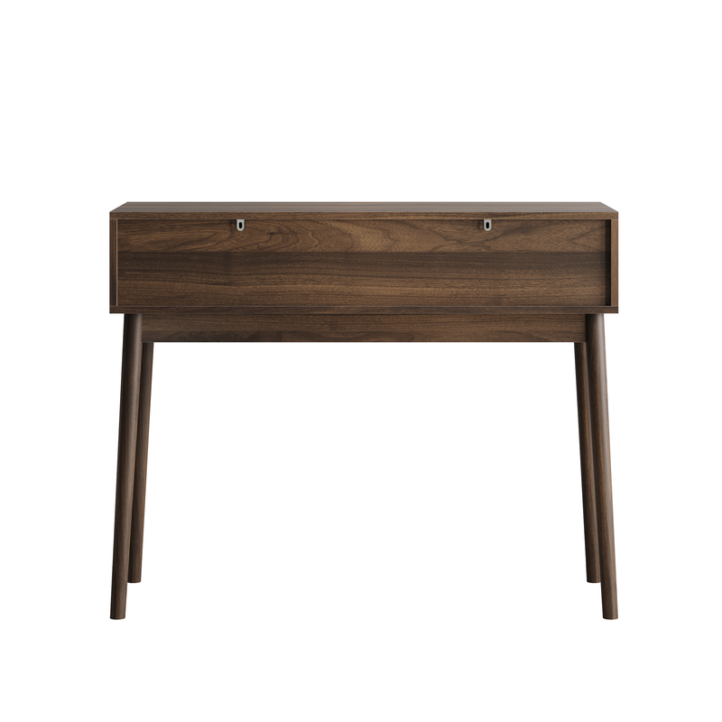 Console coiffeuse vintage avec 2 tiroirs et détails ondulés et dorés SILICABODY