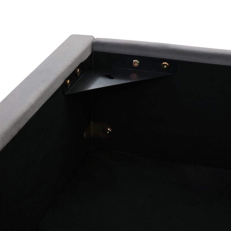 Lit coffre king en velours gris avec éclairage et prises USB 180*200 PERMAFROST
