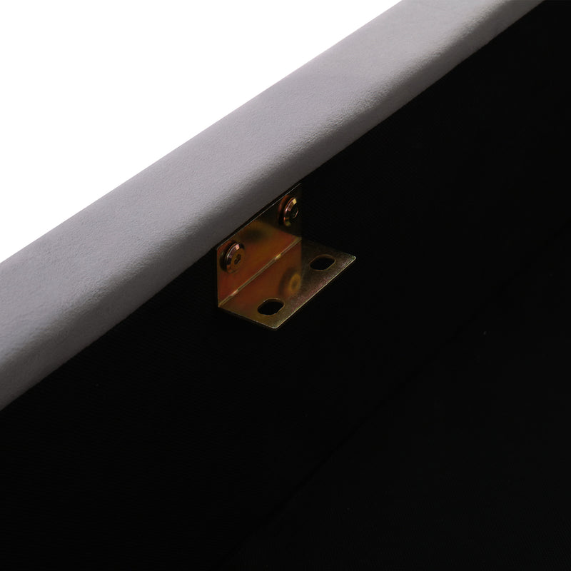 Lit coffre king en velours gris avec éclairage et prises USB 180*200 PERMAFROST