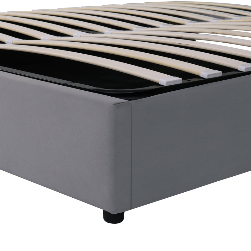 Lit coffre king en velours gris avec éclairage et prises USB 180*200 PERMAFROST