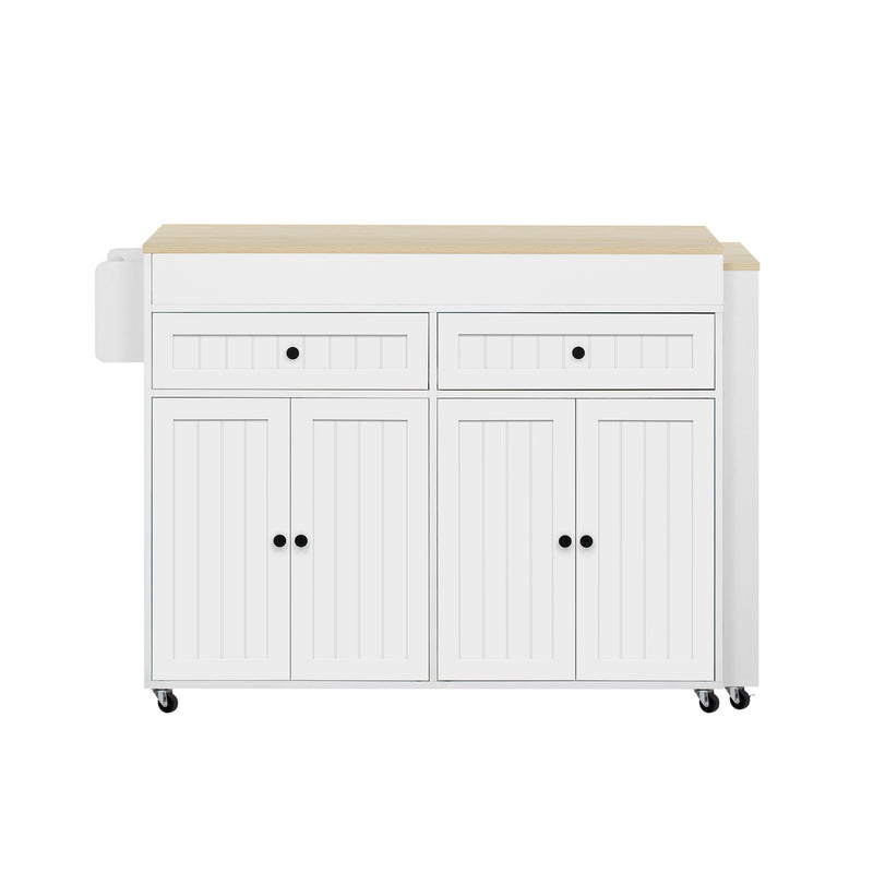 Îlot de cuisine mobile multifonctionnel avec plateau rétractable 2 tiroirs et 4 portes CAPSID