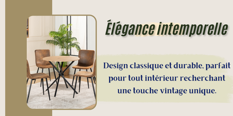Lot de 4 chaises de salle à manger vintage marron suède pied noir SCARGILL SUEDE NL 4PCS