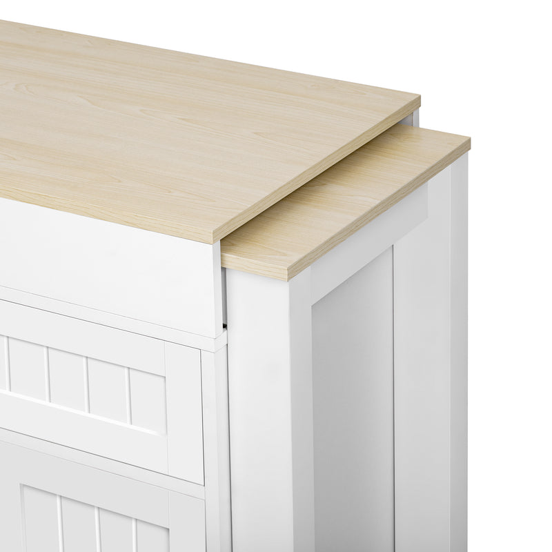 Îlot de cuisine mobile multifonctionnel avec plateau rétractable 2 tiroirs et 4 portes CAPSID