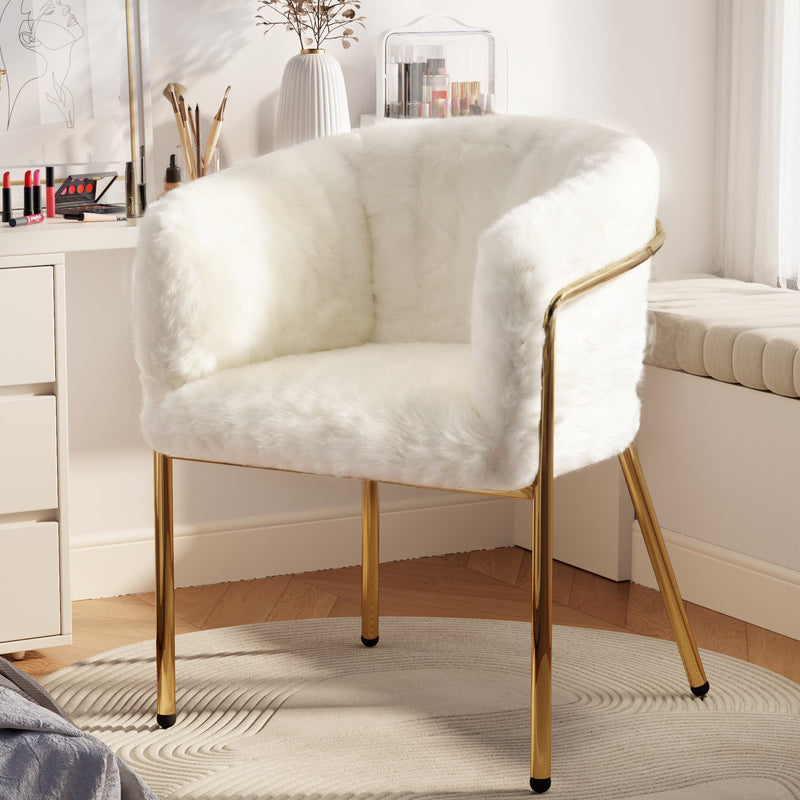 Chaise désigne luxe duvet imitation lapin, blanche KUNKROI WHITE